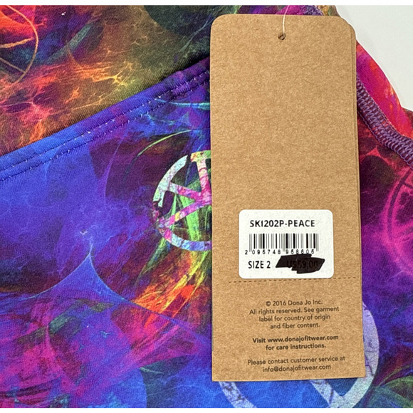 Dona Jo Skort Skirt Womens 2 Multicolor Peace Tennis Pickleball - Picture 6 of 11